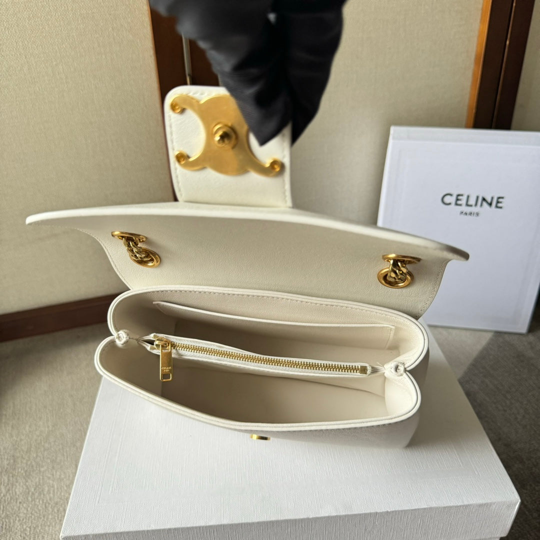 CELINE MEDIUM  VICTOIRE BAG 23 IN SOFT YELLOW CALFSKIN