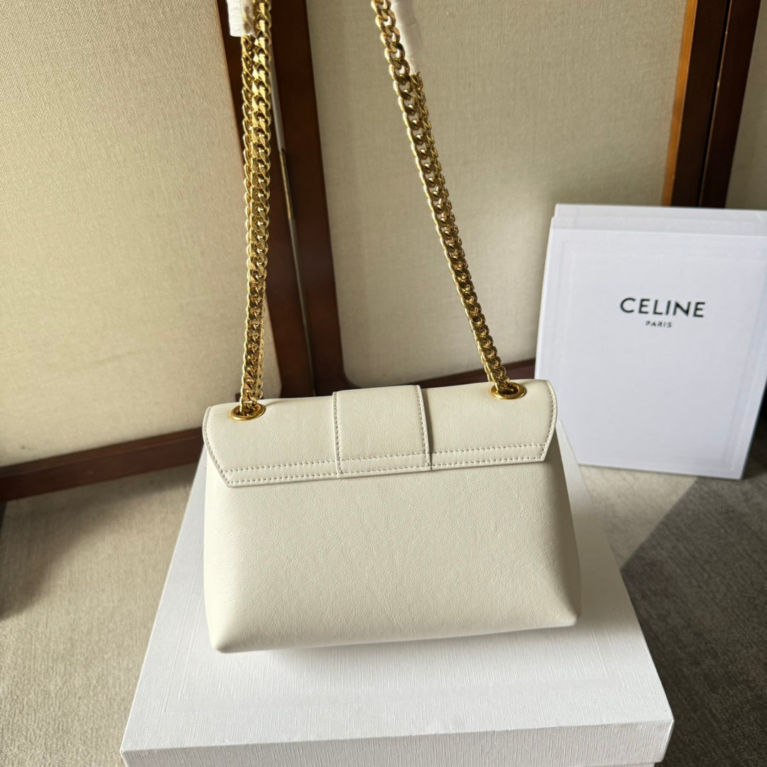 CELINE MEDIUM  VICTOIRE BAG 23 IN SOFT YELLOW CALFSKIN