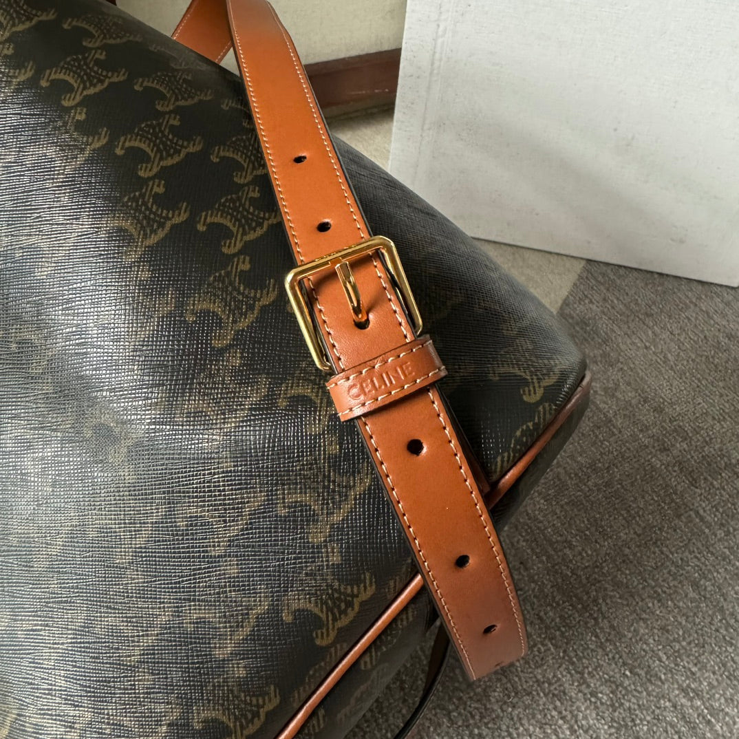 CELINE MEDIUM FOLCO BACKPACK 32 IN BLACK TRIOMPHE CANVAS
