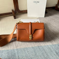 CELINE FLAP SHOULDER BAG 23 IN BRONZE BROWN LAMBSKIN GOLD HARDWARE