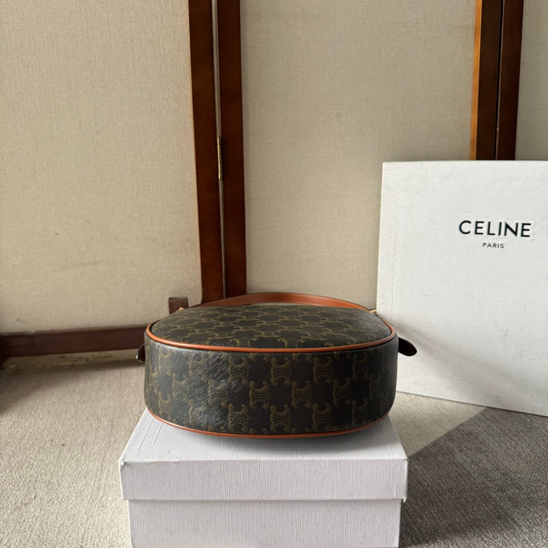 CELINE SMALL HELOÏSE BAG CUIR 22 IN BLACK TRIOMPHE CANVAS