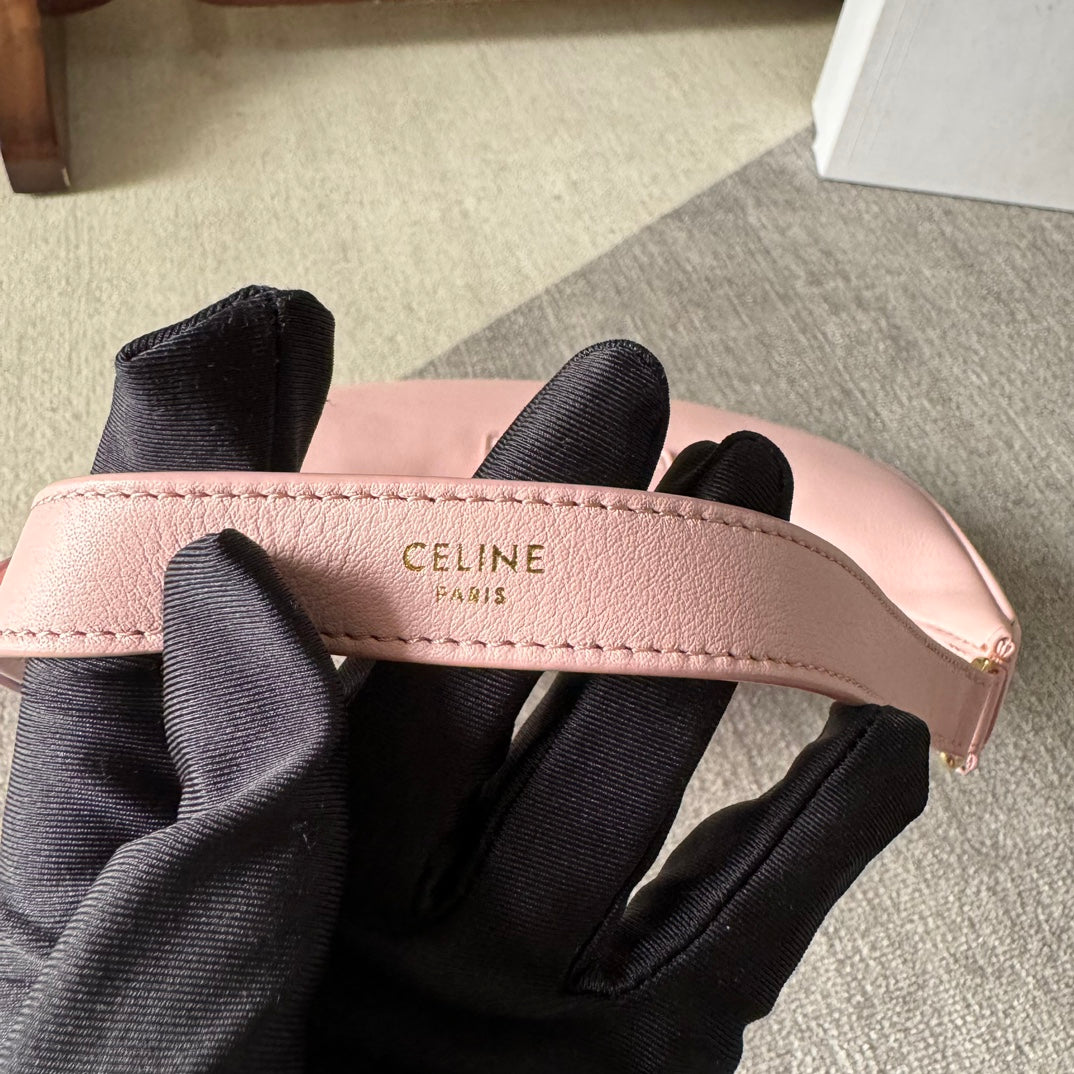 CELINE MEDIUM AVA TRIOMPHE BAG 23 IN LIGHT PINK SMOOTH CALFSKIN GOLD HARDWARE