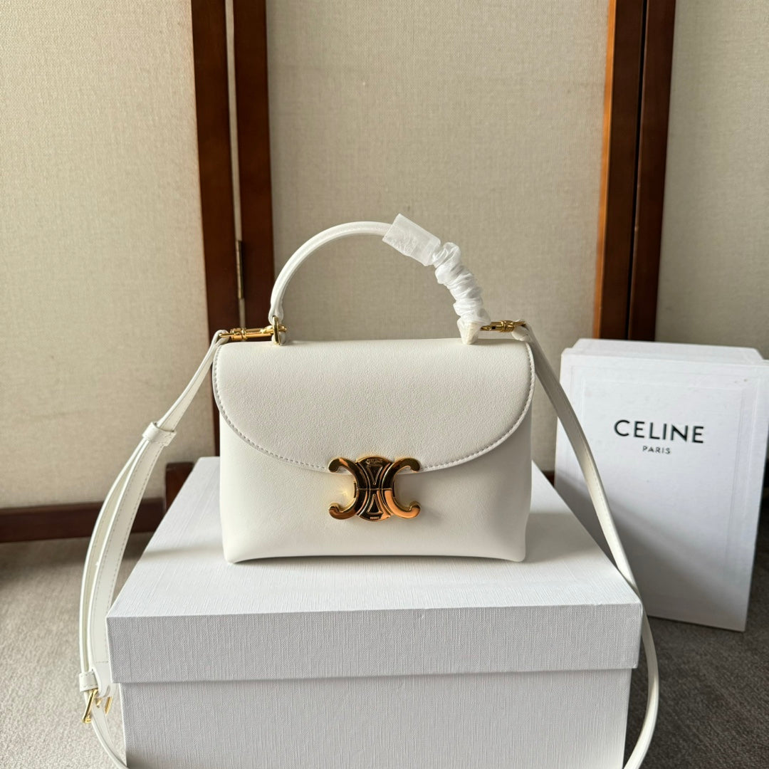 CELINE TEEN NINO BAG 20 IN WHITE SOFT CALFSKIN GOLD HARDWARE