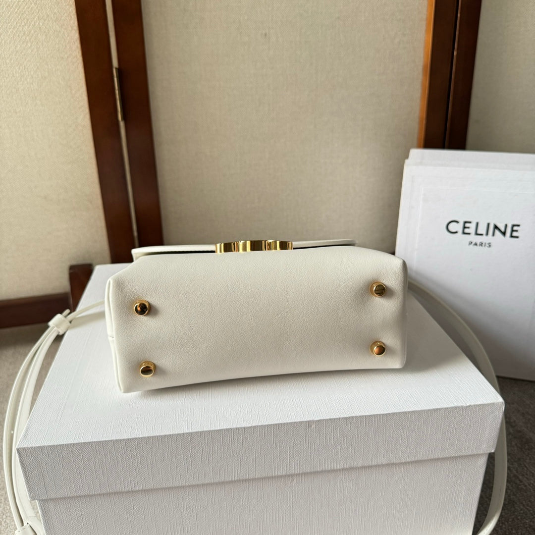 CELINE TEEN NINO BAG 20 IN WHITE SOFT CALFSKIN GOLD HARDWARE