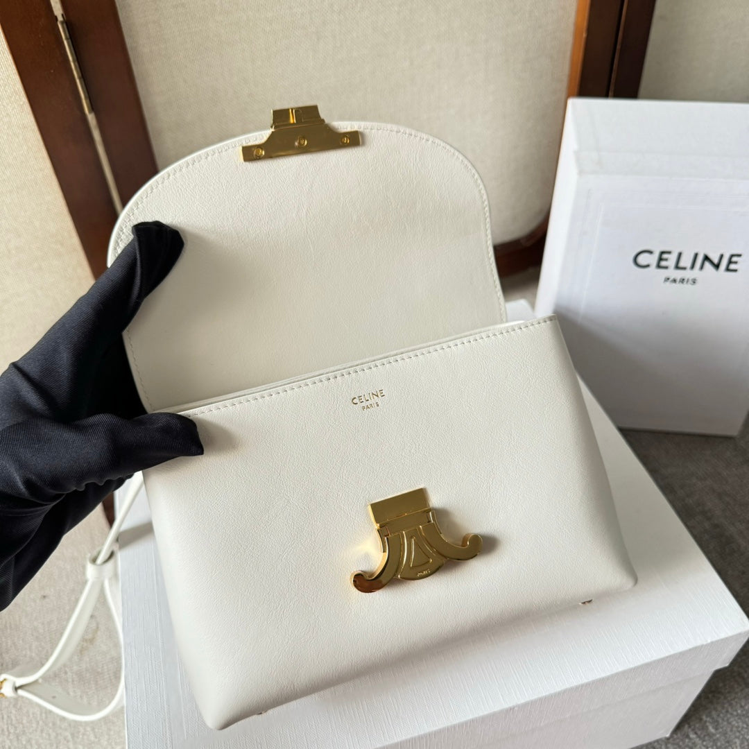 CELINE TEEN NINO BAG 20 IN WHITE SOFT CALFSKIN GOLD HARDWARE
