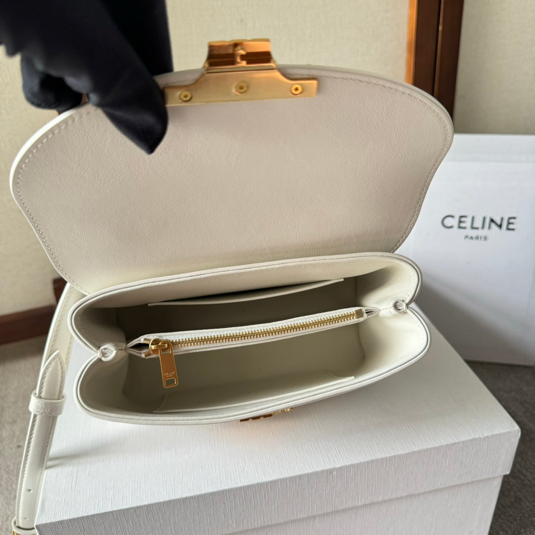 CELINE TEEN NINO BAG 20 IN WHITE SOFT CALFSKIN GOLD HARDWARE