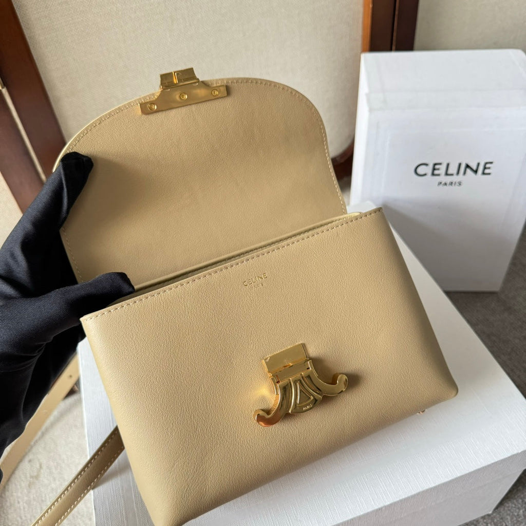 CELINE TEEN NINO BAG 20 IN PARMESEAN YELLOW SOFT CALFSKIN GOLD HARDWARE