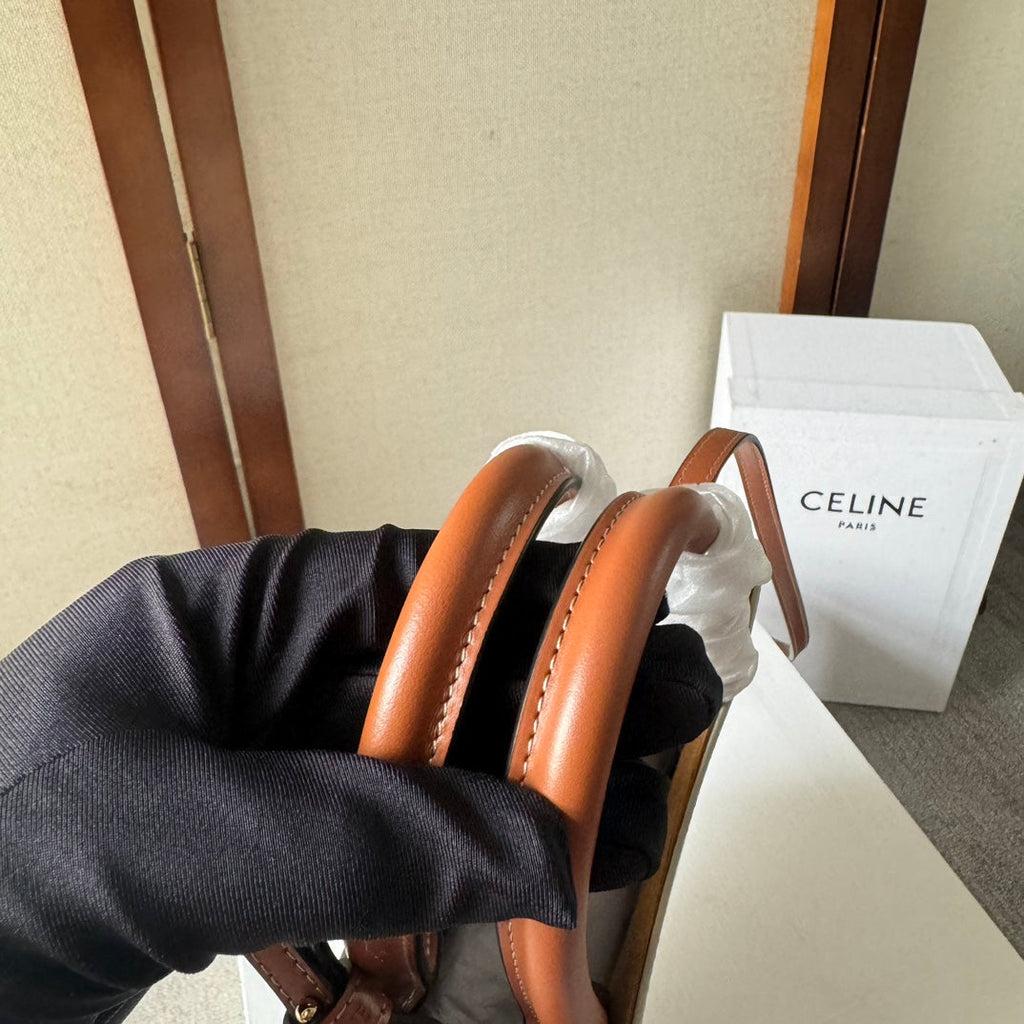 CELINE CP BAG MINI 21 VERTICAL CABAS BEIGE IN TRIOMPHE CANVAS