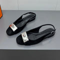 HERMES INNOCENTE SLINGBACK IN BLACK SUEDE