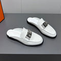 HERMES 0Z MULE IN WHITE LAMBSKIN