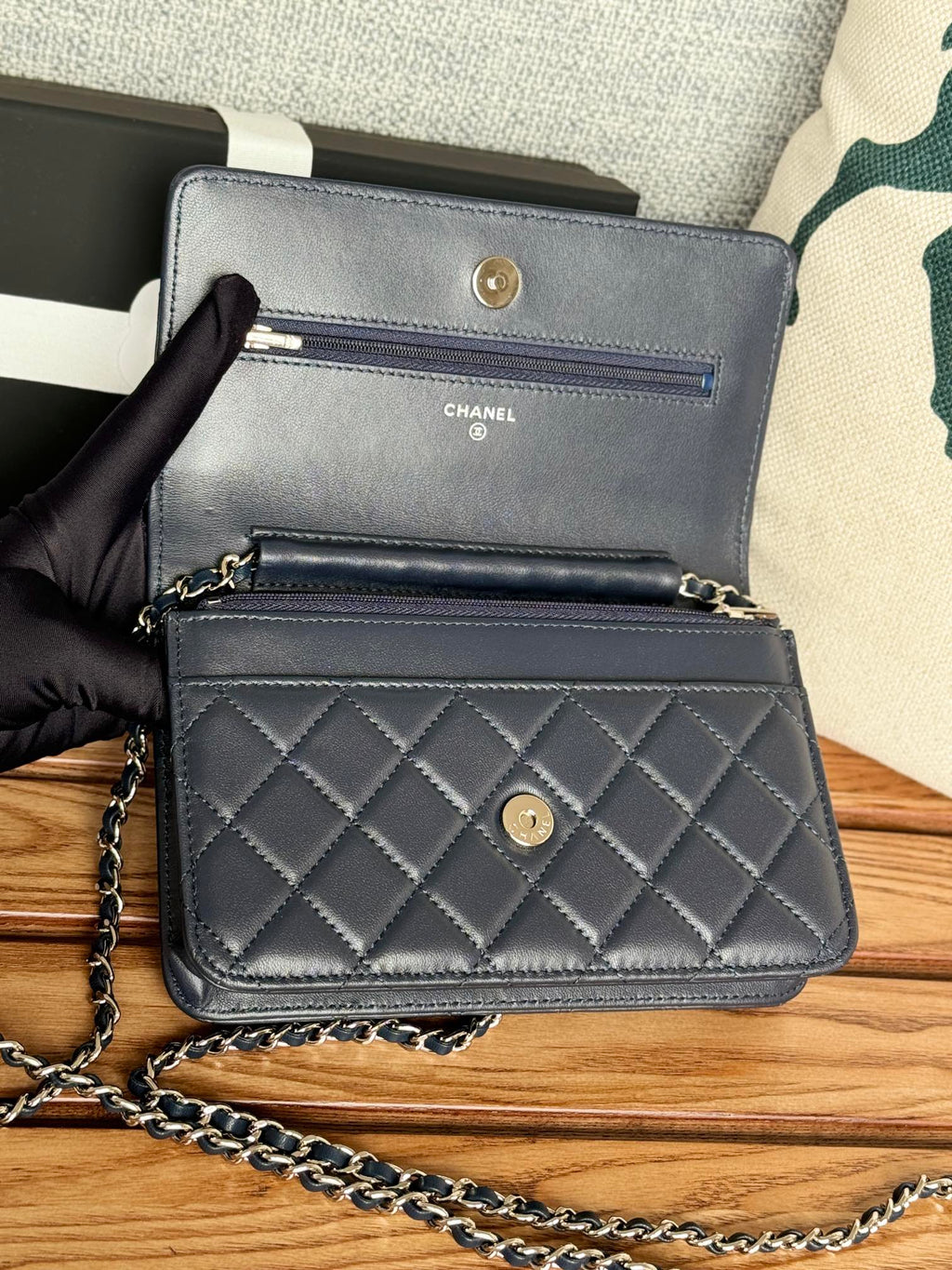 CHANEL WOC ENTRUPY 19 BAG IN INDIGO BLUE CALFSKIN