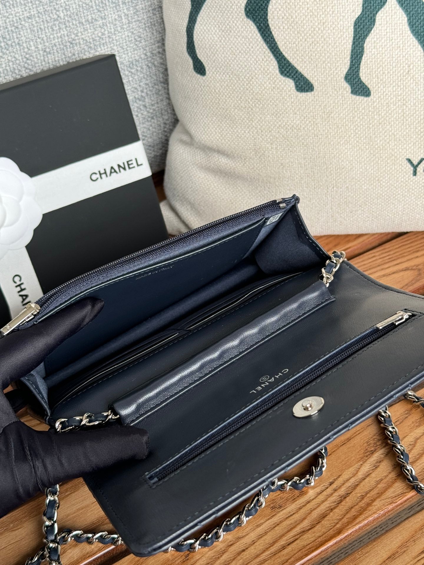 CHANEL WOC ENTRUPY 19 BAG IN INDIGO BLUE CALFSKIN