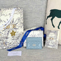 DIOR CARO FREESIA CARD HOLDER 10 IN BABY BLUE CANNAGE CALFSKIN