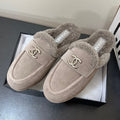 CHANEL LOAFERS MULE IN DESERT BROWN SUEDE AND FLEECE LINING