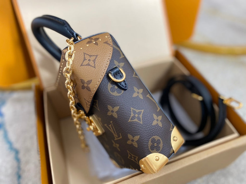 LOUIS VUITTON CAMERA BAG 17 IN BROWN MONOGRAM AND MONOGRAM REVERSE CANVAS