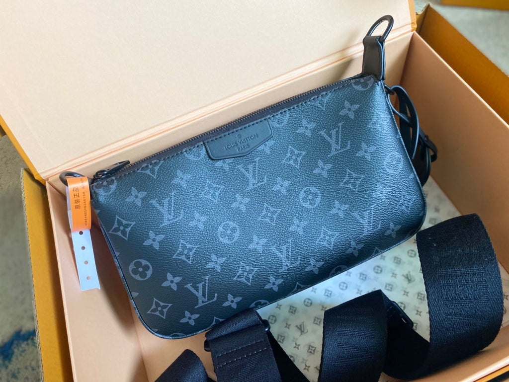 LOUIS VUITTON POCHETTE ACCESSOIRE XL 28 IN BLACK MONOGRAM ECLIPSE CANVAS
