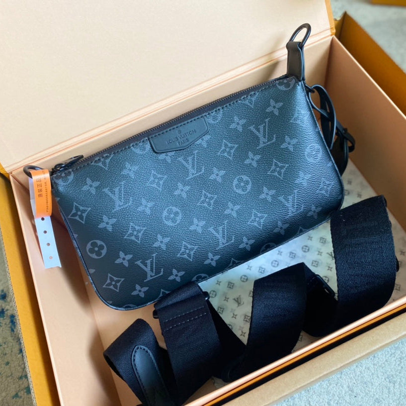 LOUIS VUITTON POCHETTE ACCESSOIRE XL 28 IN BLACK MONOGRAM ECLIPSE CANVAS