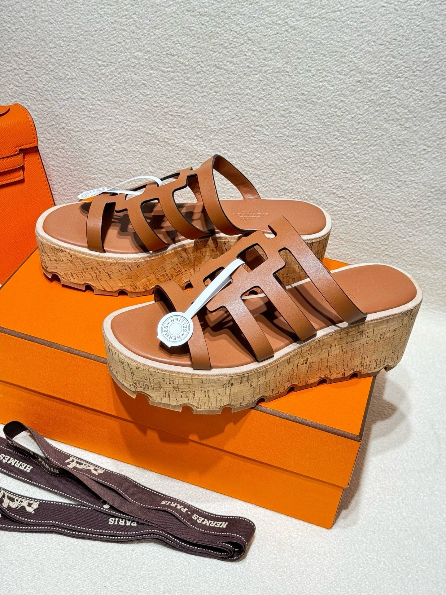 HERMES ISABELLA SANDAL CARAMEL CALFSKIN