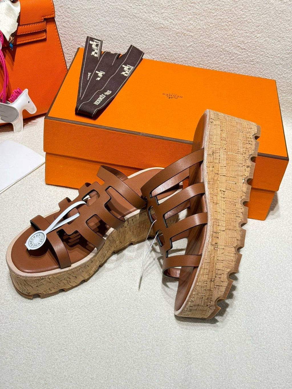 HERMES ISABELLA SANDAL CARAMEL CALFSKIN