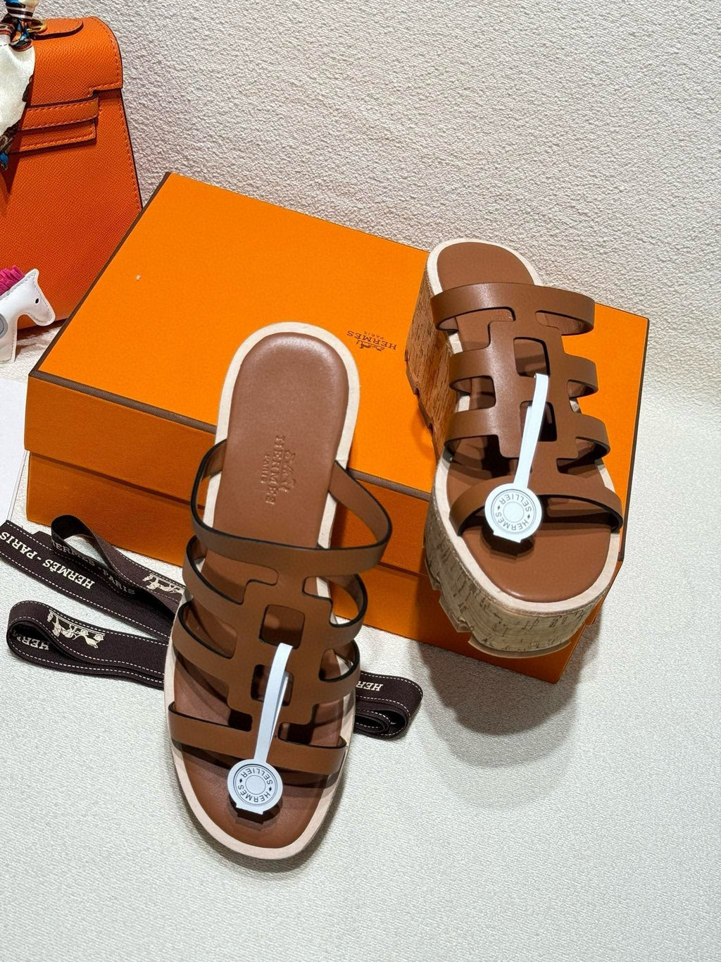 HERMES ISABELLA SANDAL CARAMEL CALFSKIN