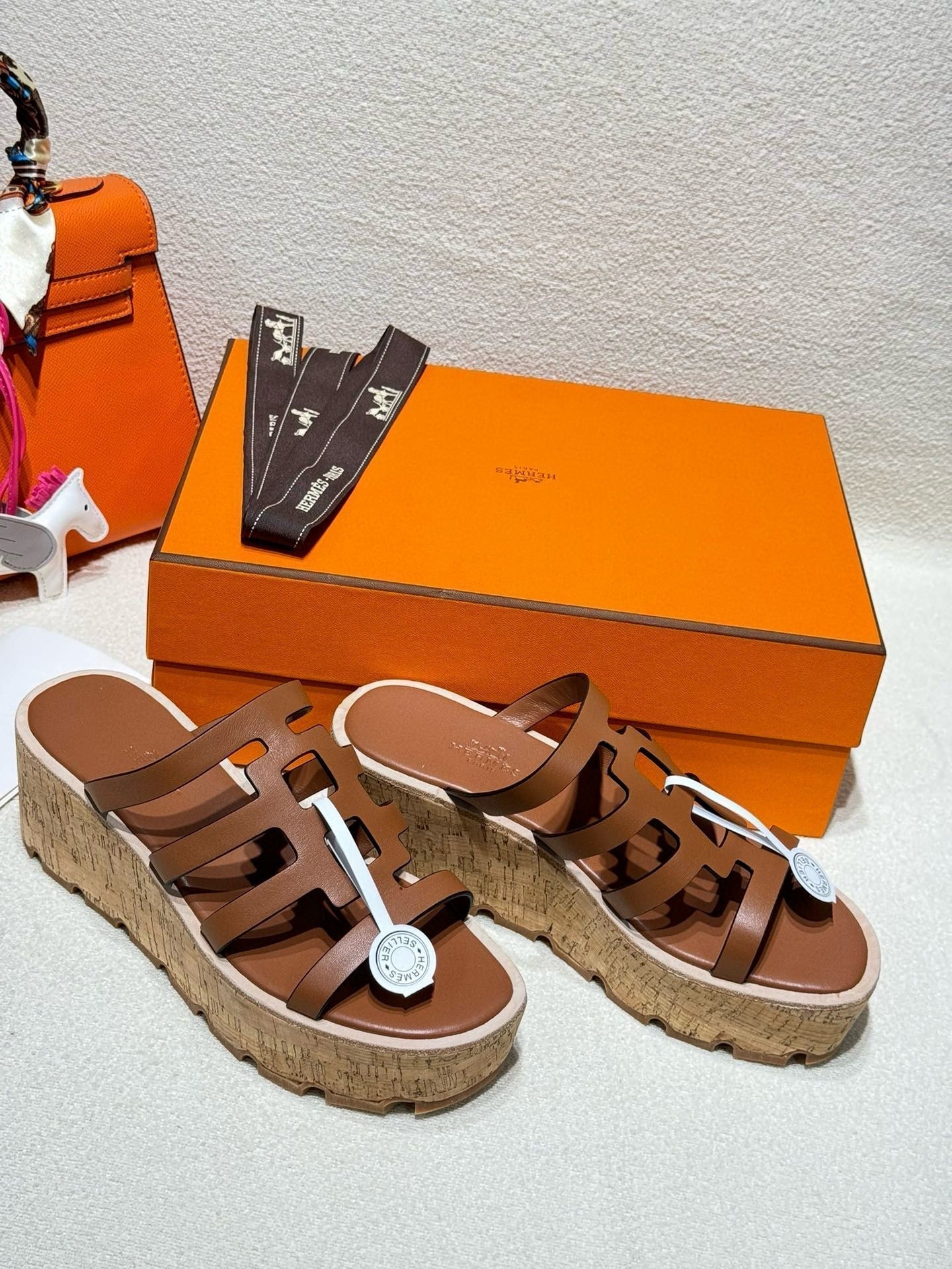 HERMES ISABELLA SANDAL CARAMEL CALFSKIN