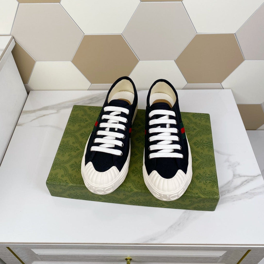 GUCCI JULIO SNEAKER WITH WEB BLACK CANVAS