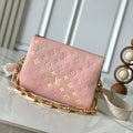 LOUIS VUITTON COUSSIN PM 26 IN JASMINE PINK MONOGRAM EMBOSSED LAMBSKIN
