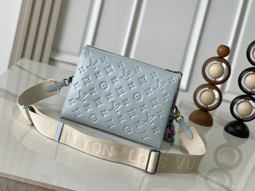 LOUIS VUITTON COUSSIN PM 26 IN GRAY MONOGRAM EMBOSSED LAMBSKIN