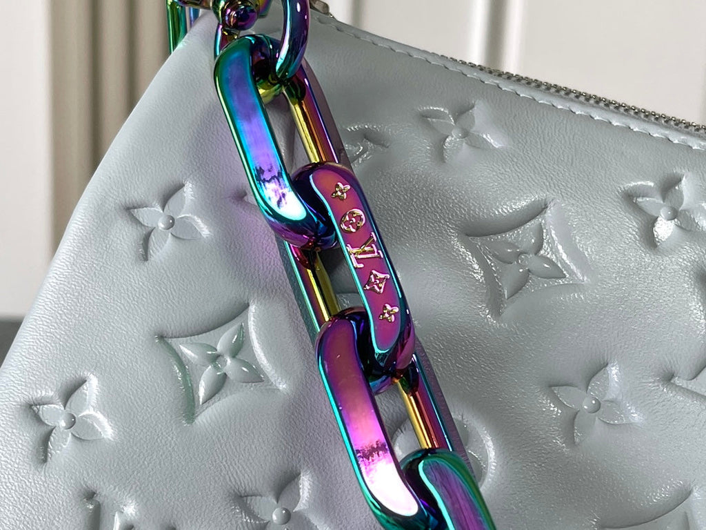 LOUIS VUITTON COUSSIN PM 26 IN GRAY MONOGRAM EMBOSSED LAMBSKIN