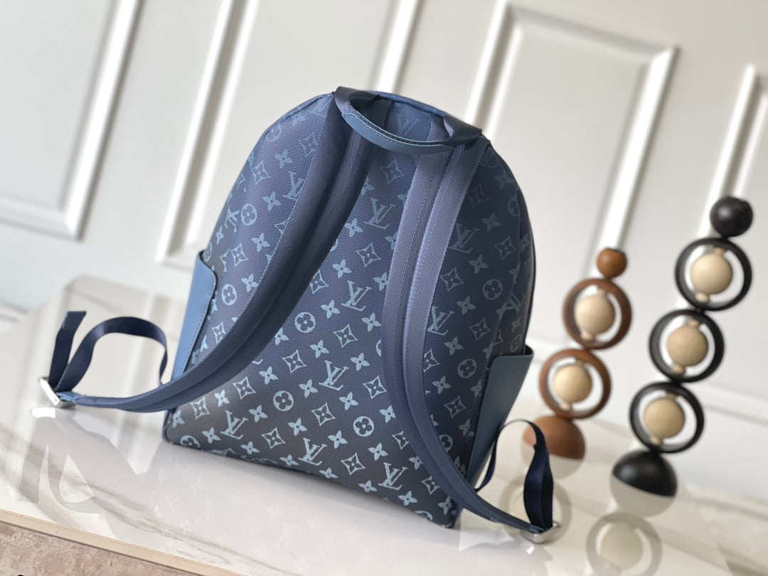 LOUIS VUITTON DISCOVERY BACKPACK PM 38 AEGEAN BLUE AND BLACK MONOGRAM GRADIENT CANVAS