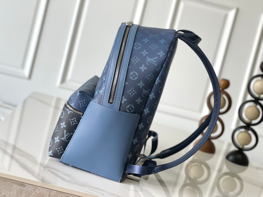 LOUIS VUITTON DISCOVERY BACKPACK PM 38 AEGEAN BLUE AND BLACK MONOGRAM GRADIENT CANVAS