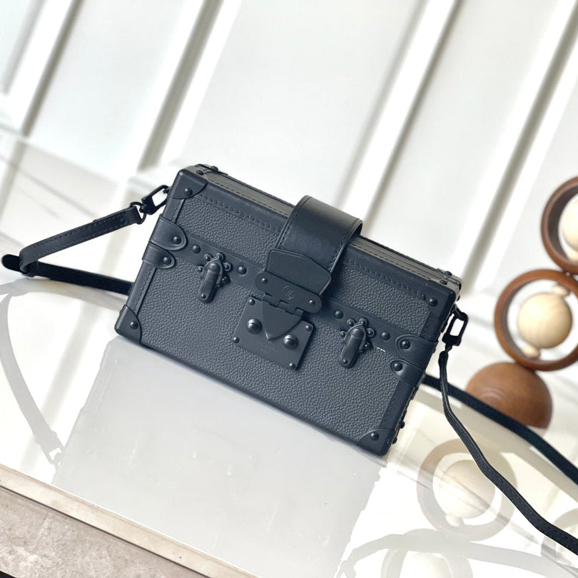 LOUIS VUITTON PETITE MALLE 20 IN BLACK CALFSKIN