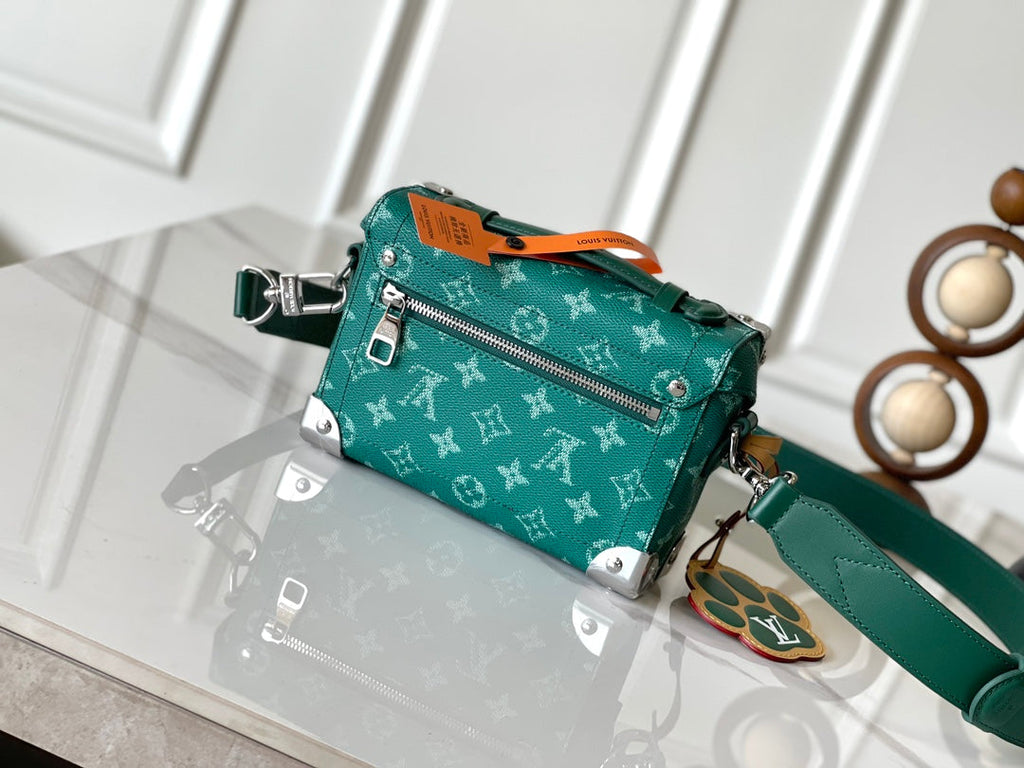 LOUIS VUITTON SOUL TRUNK 19 IN GREEN MONOGRAM HERITAGE CANVAS SILVER HARDWARE