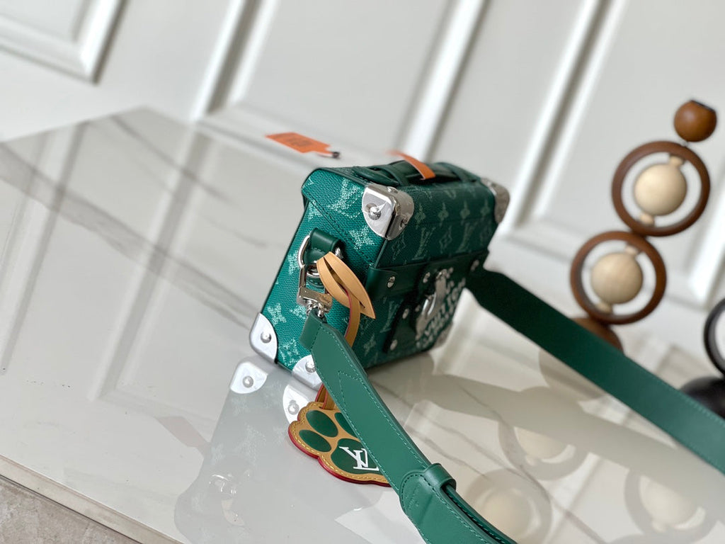 LOUIS VUITTON SOUL TRUNK 19 IN GREEN MONOGRAM HERITAGE CANVAS SILVER HARDWARE