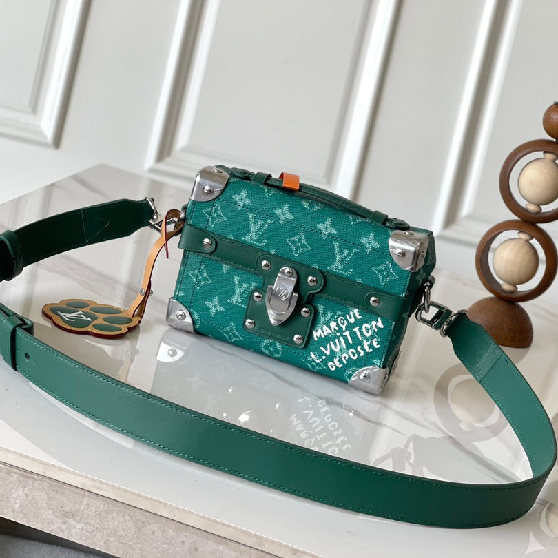 LOUIS VUITTON SOUL TRUNK 19 IN GREEN MONOGRAM HERITAGE CANVAS SILVER HARDWARE