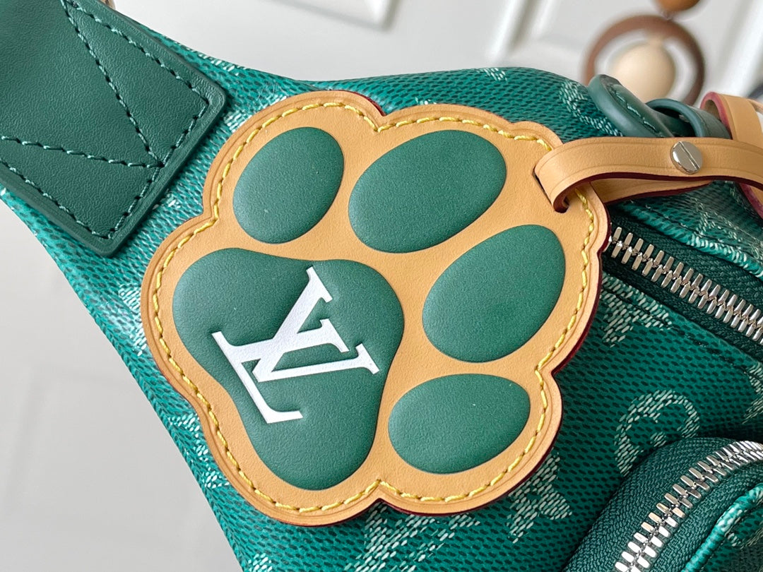 LOUIS VUITTON RUSH BUMBAG 30 IN GREEN MONOGRAM HERITAGE CANVAS