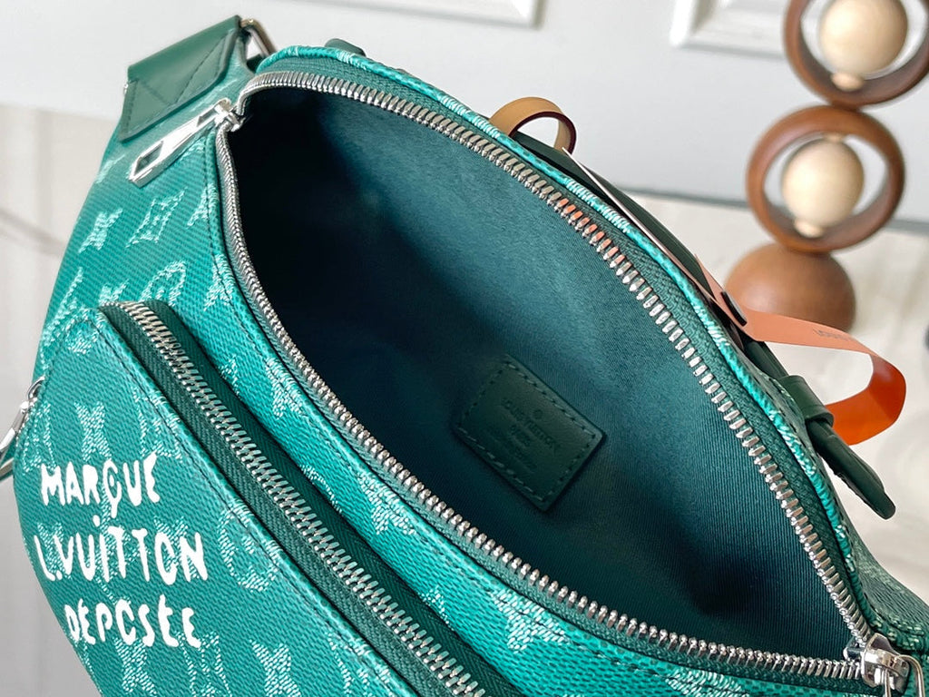 LOUIS VUITTON RUSH BUMBAG 30 IN GREEN MONOGRAM HERITAGE CANVAS