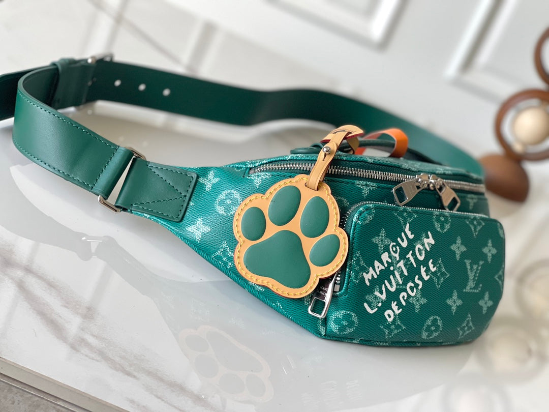 LOUIS VUITTON RUSH BUMBAG 30 IN GREEN MONOGRAM HERITAGE CANVAS