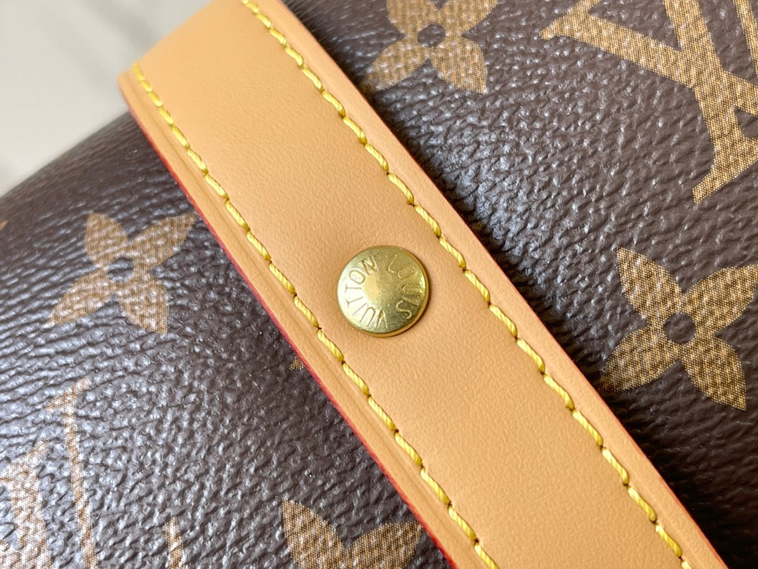 LOUIS VUITTON SAUMUR BB 28 IN BROWN MONOGRAM CANVAS AND LEATHER TRIM GOLD HARDWARE