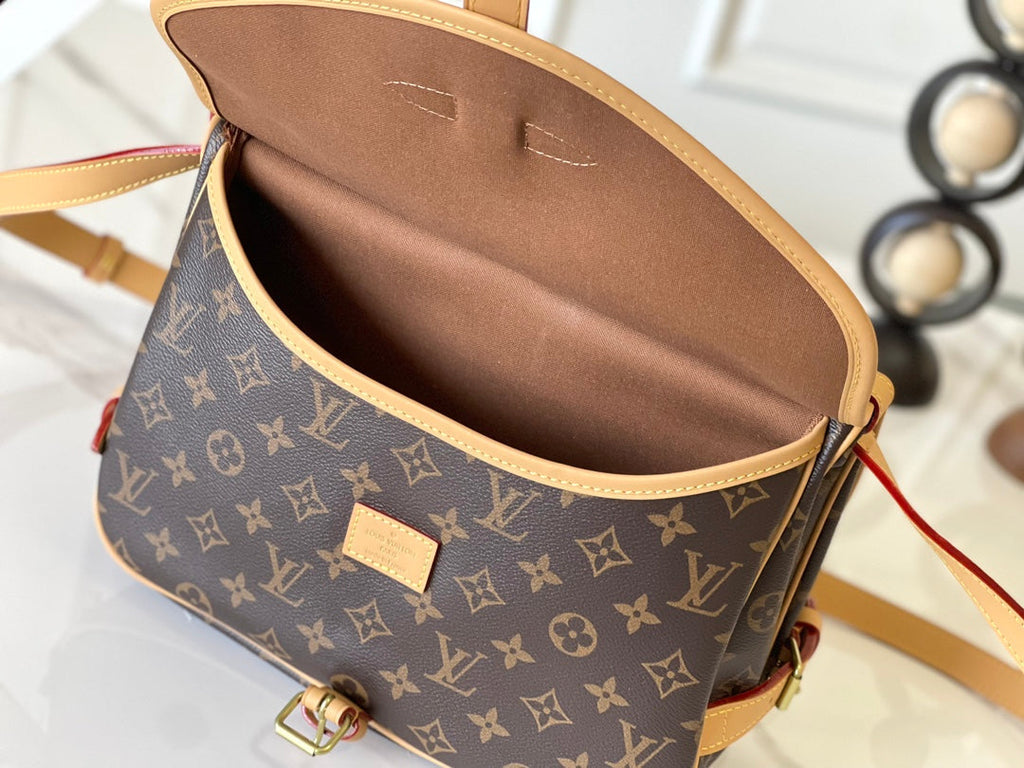LOUIS VUITTON SAUMUR BB 28 IN BROWN MONOGRAM CANVAS AND LEATHER TRIM GOLD HARDWARE