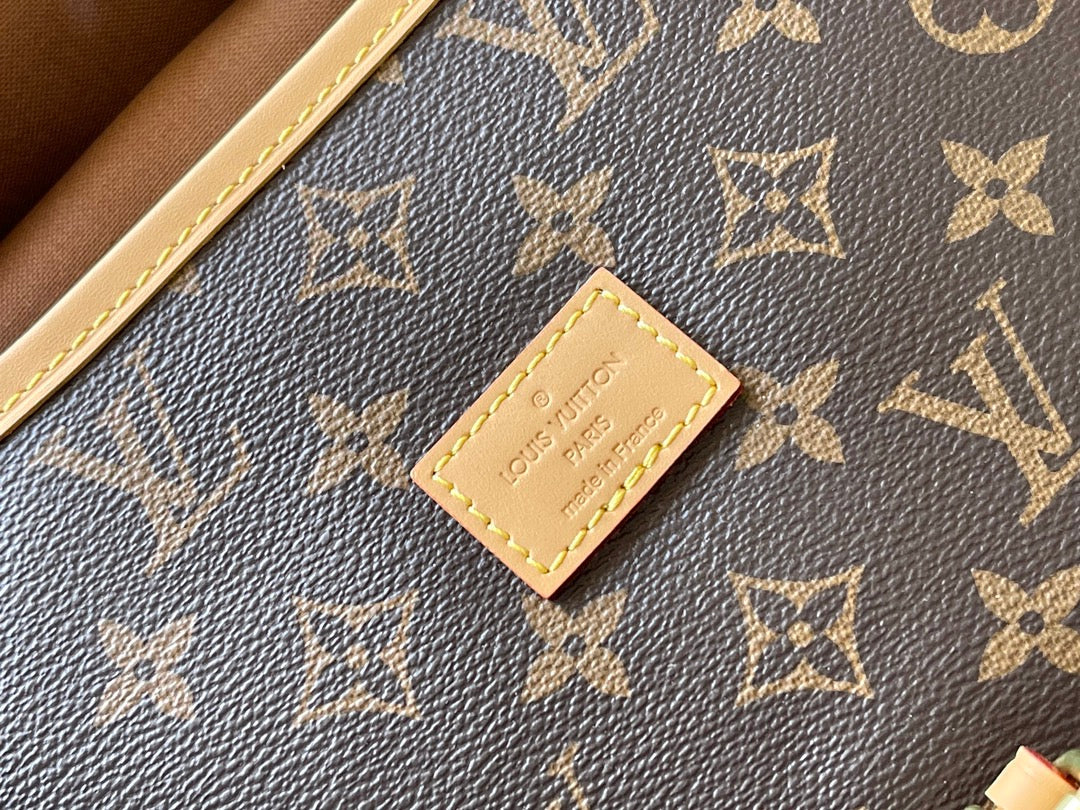 LOUIS VUITTON SAUMUR BB 28 IN BROWN MONOGRAM CANVAS AND LEATHER TRIM GOLD HARDWARE