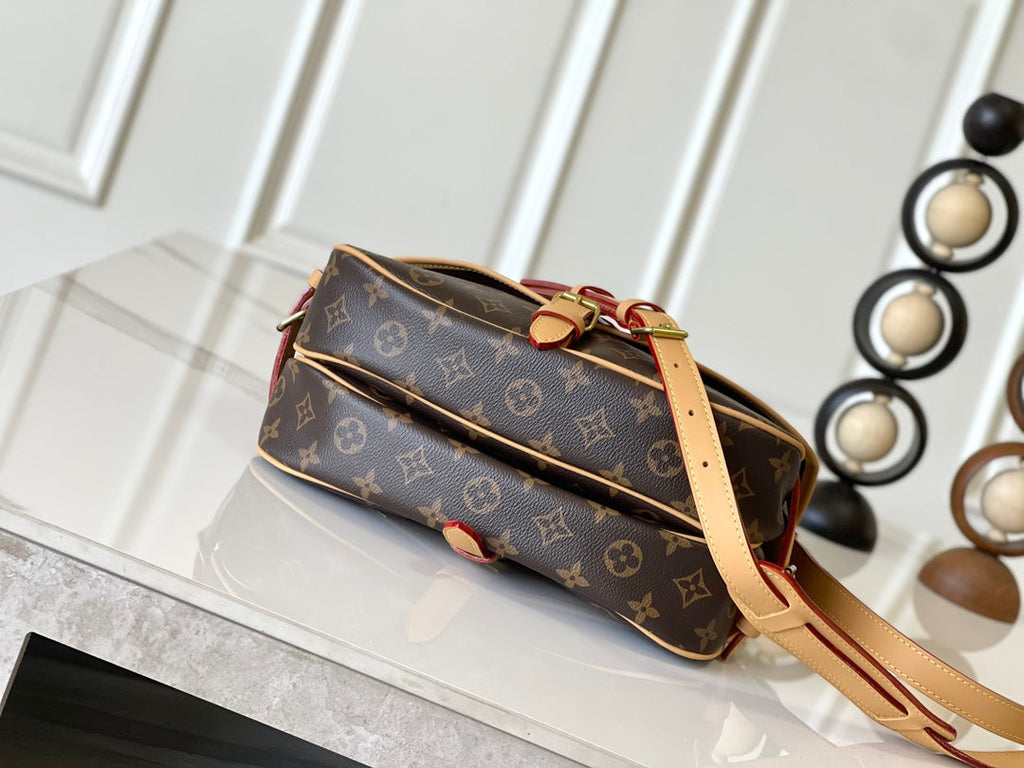 LOUIS VUITTON SAUMUR BB 28 IN BROWN MONOGRAM CANVAS AND LEATHER TRIM GOLD HARDWARE