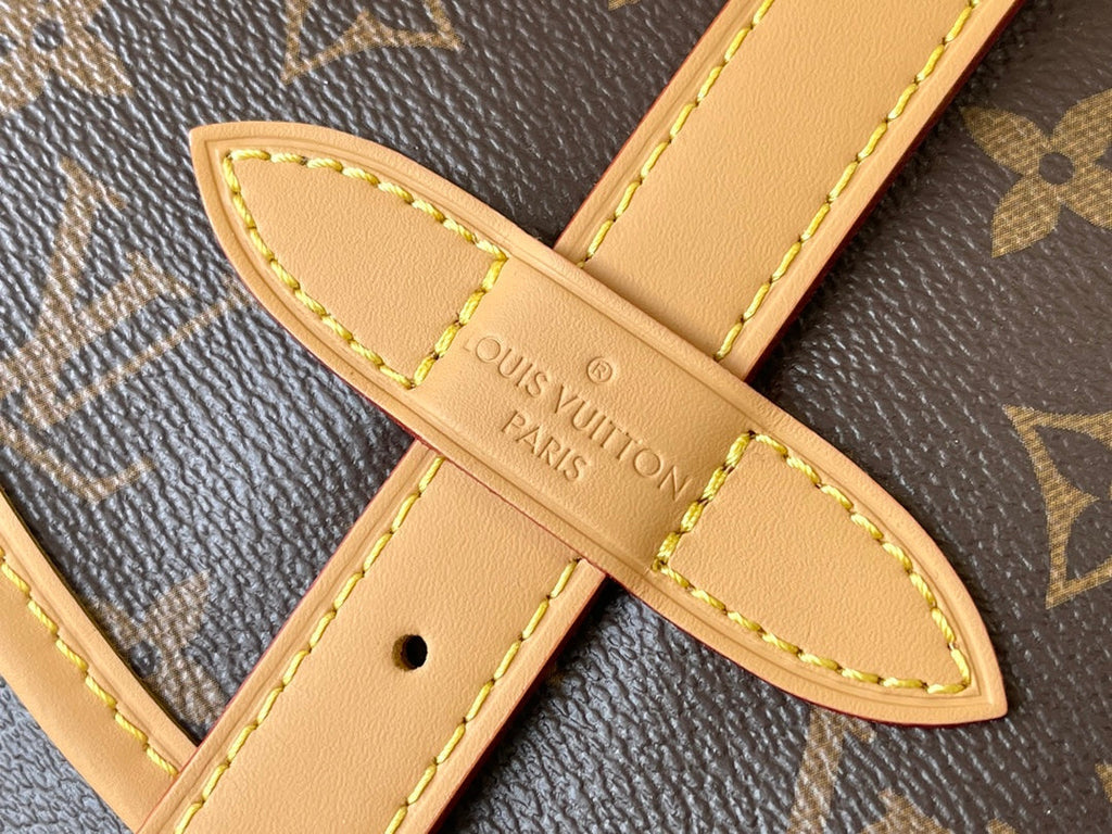 LOUIS VUITTON SAUMUR BB 28 IN BROWN MONOGRAM CANVAS AND LEATHER TRIM GOLD HARDWARE