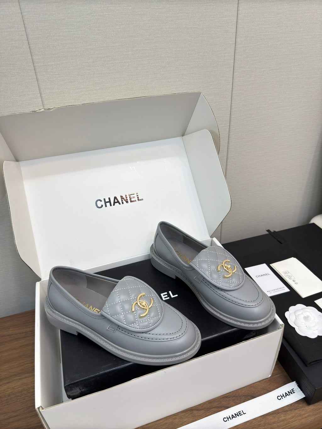 CHANEL MOASIN 2.5 CM IN ASH GRAY PREMIUM LAMBSKIN