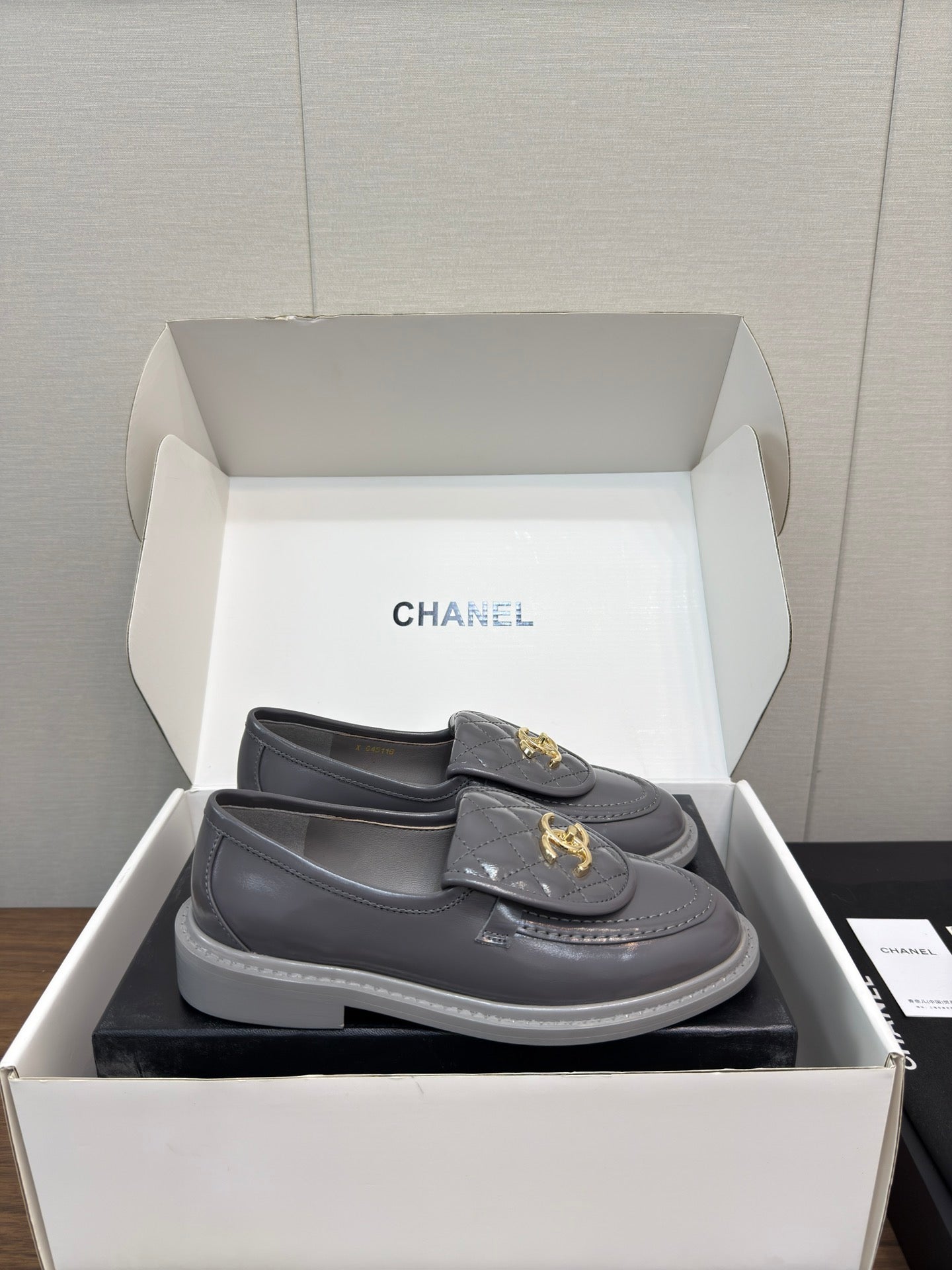 CHANEL MOASIN 2.5 CM IN MOUSE GRAY PREMIUM LAMBSKIN