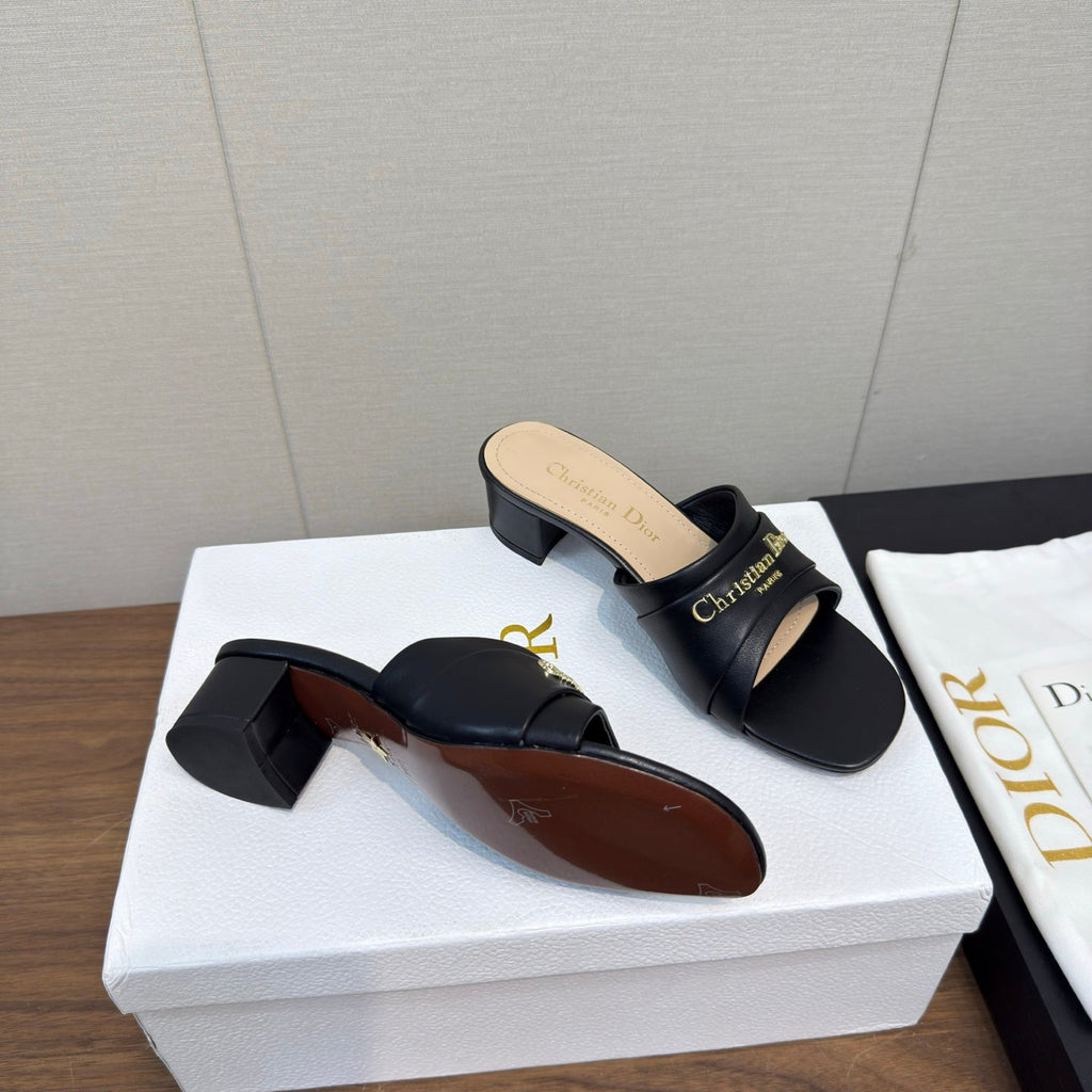 DIOR HIGH HEEL 25S 45 MM IN BLACK LAMBSKIN WITH GOLD HARDWARE