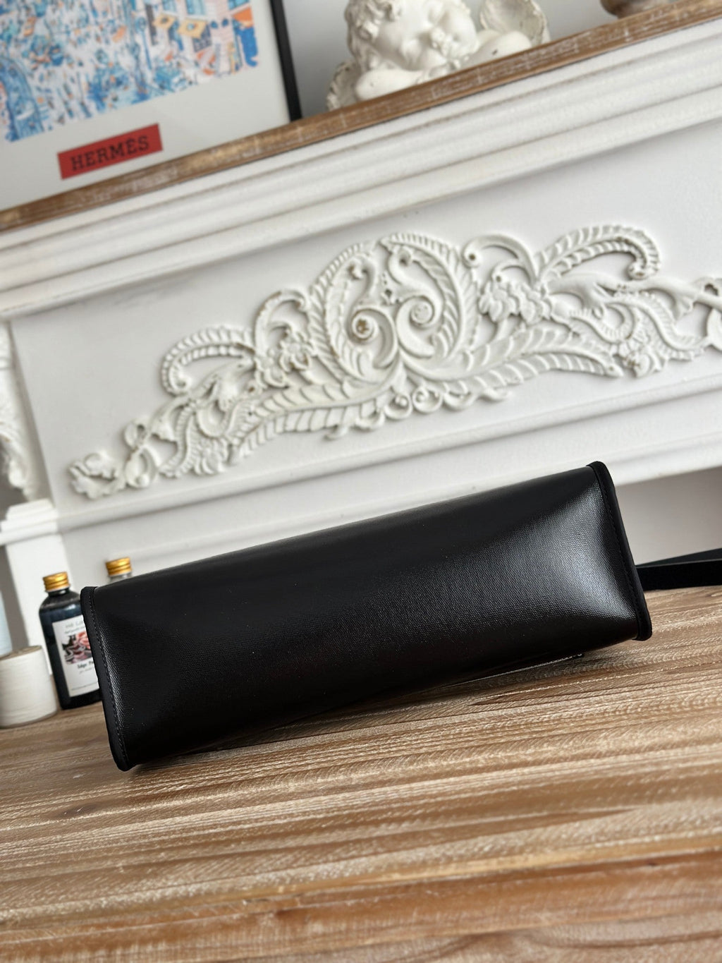 HERMES ZIP CABINE 31 BAG IN BLACK CALFSKIN