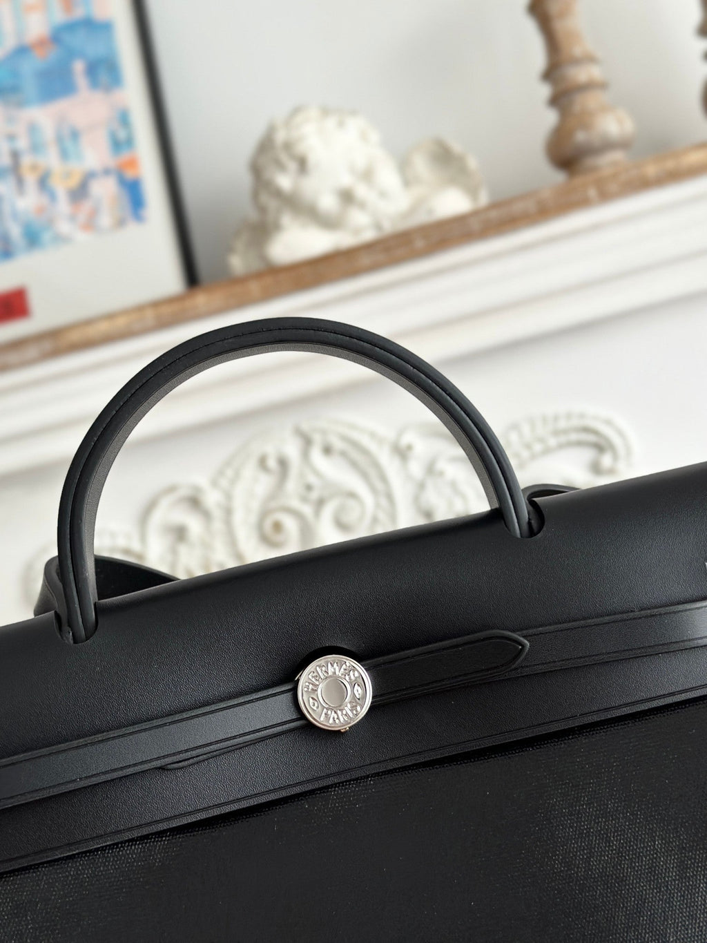 HERMES ZIP CABINE 31 BAG IN BLACK CALFSKIN