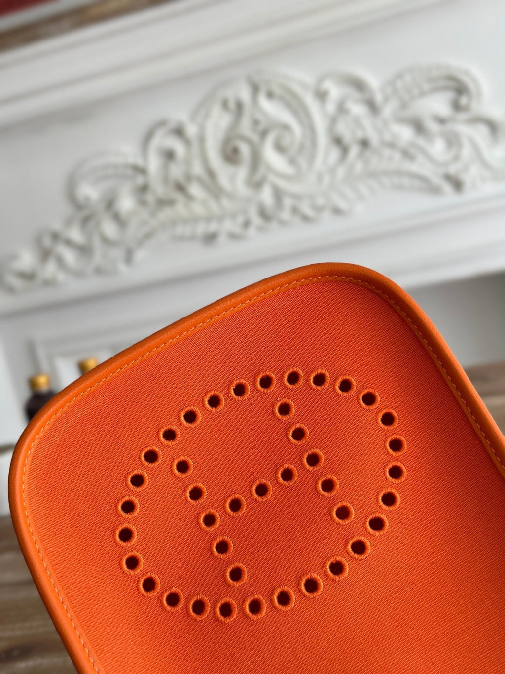 HERMES MINI NEO 17 EVELYNE BAG IN FIRE ORANGE CANVAS AND CALFSKIN