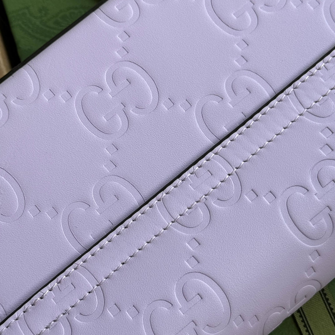 GUCCI SUPER MINI SHOULDER BAG 21 IN LIGHT VIOLET EMBOSSED CALFSKIN